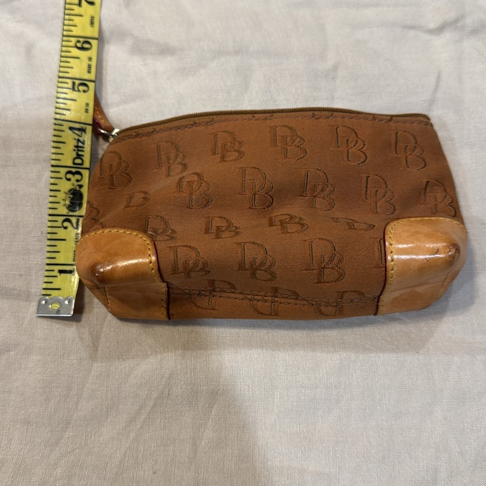 Dooney & Bourke Brown Leather and Fabric Cosmetic Bag - Picture 5 of 6